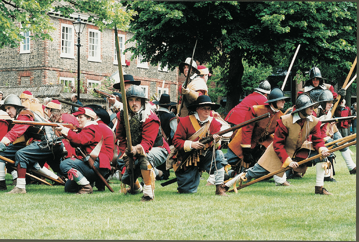 Explore East Cambs - civil war re-enactors in fighting formation